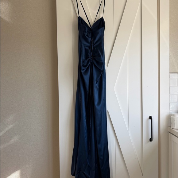 La Femme Navy Blue Prom Dress - Picture 7 of 9